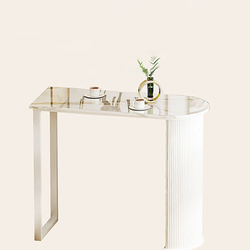 Modern White Marble Table Specialty Double Pedestal Table - 40.55" H Clearhalo 'Bar Furniture' 'Bar Tables' 'bar_tables' 'Furniture' 'furniture_bar_tables' 'Kitchen & Dining Furniture' 4575045
