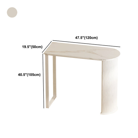 Modern White Marble Table Specialty Double Pedestal Table - 40.55" H Clearhalo 'Bar Furniture' 'Bar Tables' 'bar_tables' 'Furniture' 'furniture_bar_tables' 'Kitchen & Dining Furniture' 4575049