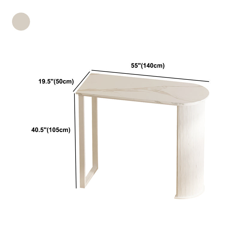 Modern White Marble Table Specialty Double Pedestal Table - 40.55" H Clearhalo 'Bar Furniture' 'Bar Tables' 'bar_tables' 'Furniture' 'furniture_bar_tables' 'Kitchen & Dining Furniture' 4575050