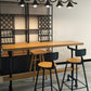 Brown Industrial Bar Table Pine Wood Milk Tea Shop Casual Bar Table 63"L x 19.7"W x 41.3"H Without Chairs Clearhalo 'Bar Furniture' 'Bar Tables' 'bar_tables' 'furn' 'furn_bar_tables' 'Furniture' 'furniture_bar_tables' 'Kitchen & Dining Furniture' 4575057