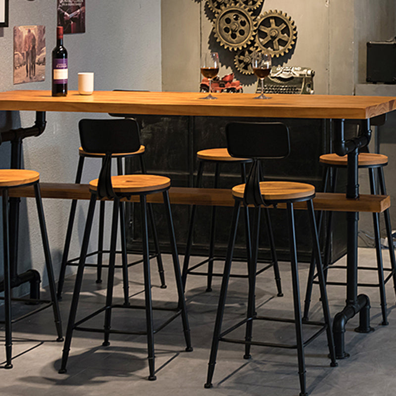 Brown Industrial Bar Table Pine Wood Milk Tea Shop Casual Bar Table Clearhalo 'Bar Furniture' 'Bar Tables' 'bar_tables' 'furn' 'furn_bar_tables' 'Furniture' 'furniture_bar_tables' 'Kitchen & Dining Furniture' 4575059