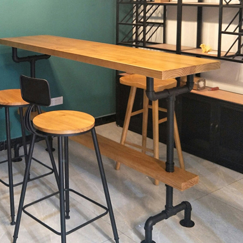 Brown Industrial Bar Table Pine Wood Milk Tea Shop Casual Bar Table Clearhalo 'Bar Furniture' 'Bar Tables' 'bar_tables' 'furn' 'furn_bar_tables' 'Furniture' 'furniture_bar_tables' 'Kitchen & Dining Furniture' 4575060