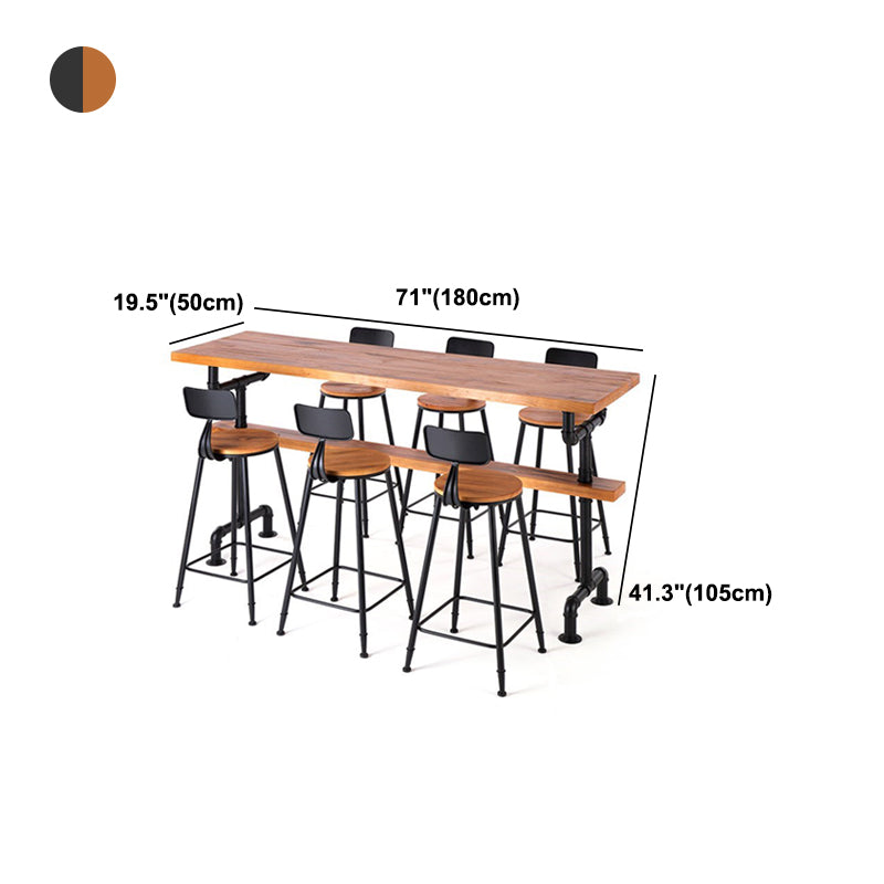 Brown Industrial Bar Table Pine Wood Milk Tea Shop Casual Bar Table Clearhalo 'Bar Furniture' 'Bar Tables' 'bar_tables' 'furn' 'furn_bar_tables' 'Furniture' 'furniture_bar_tables' 'Kitchen & Dining Furniture' 4575062