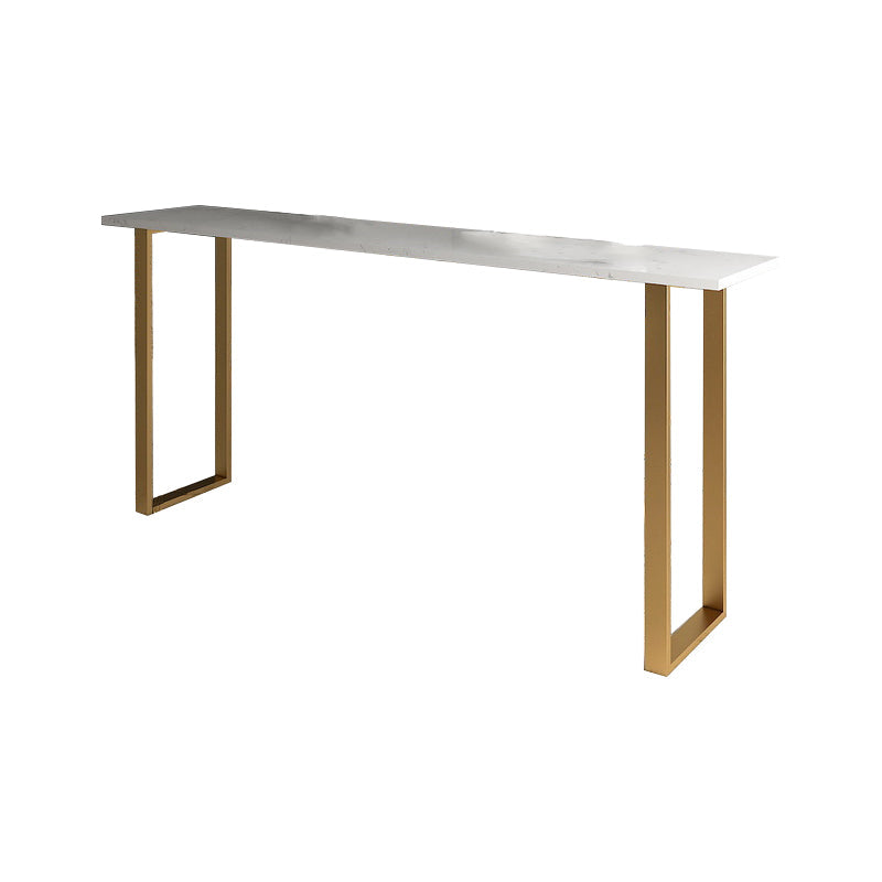 White Glam Style Table in Iron Top and Faux Marble Milk Tea Shop Bar Table Without Chairs Clearhalo 'Bar Furniture' 'Bar Tables' 'bar_tables' 'furn' 'furn_bar_tables' 'Furniture' 'furniture_bar_tables' 'Kitchen & Dining Furniture' 4575073