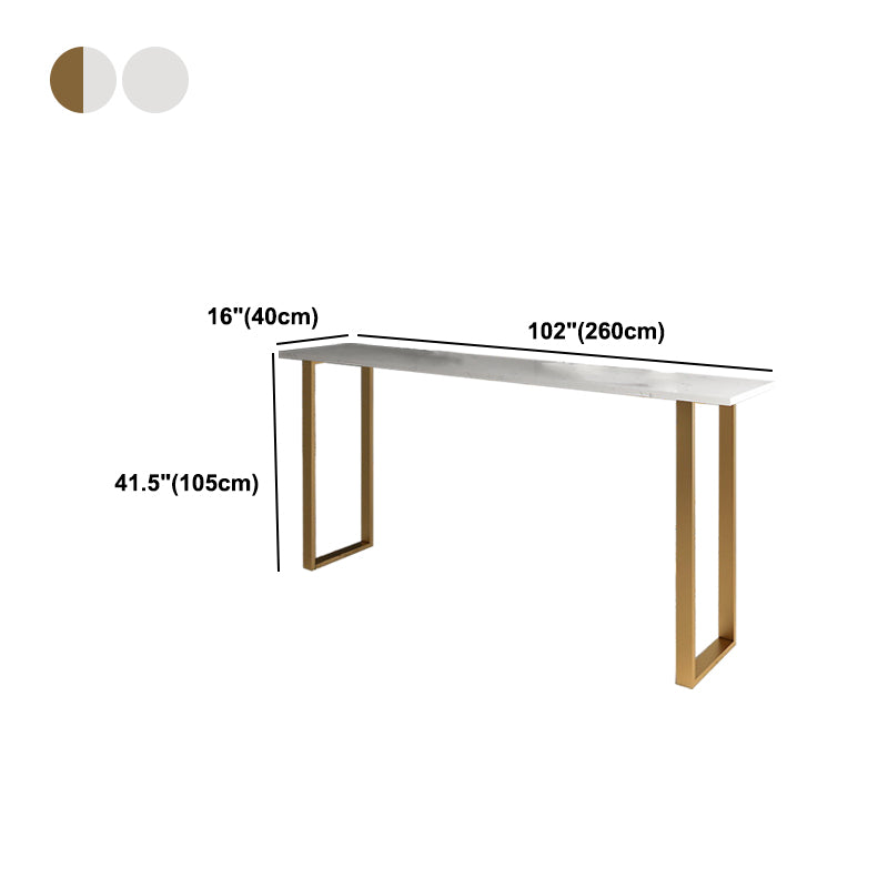 White Glam Style Table in Iron Top and Faux Marble Milk Tea Shop Bar Table Clearhalo 'Bar Furniture' 'Bar Tables' 'bar_tables' 'furn' 'furn_bar_tables' 'Furniture' 'furniture_bar_tables' 'Kitchen & Dining Furniture' 4575076