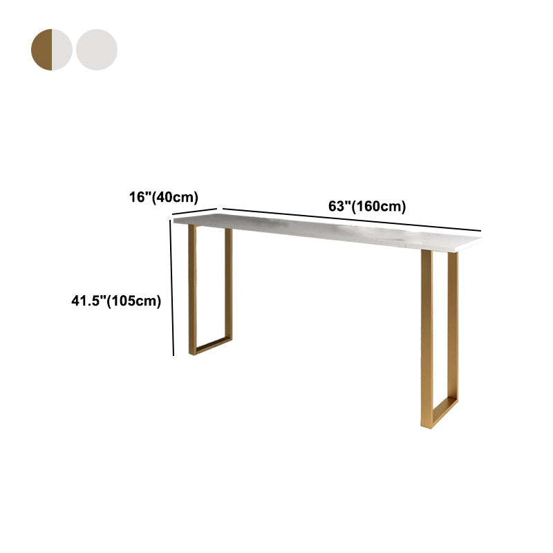 White Glam Style Table in Iron Top and Faux Marble Milk Tea Shop Bar Table Clearhalo 'Bar Furniture' 'Bar Tables' 'bar_tables' 'furn' 'furn_bar_tables' 'Furniture' 'furniture_bar_tables' 'Kitchen & Dining Furniture' 4575083