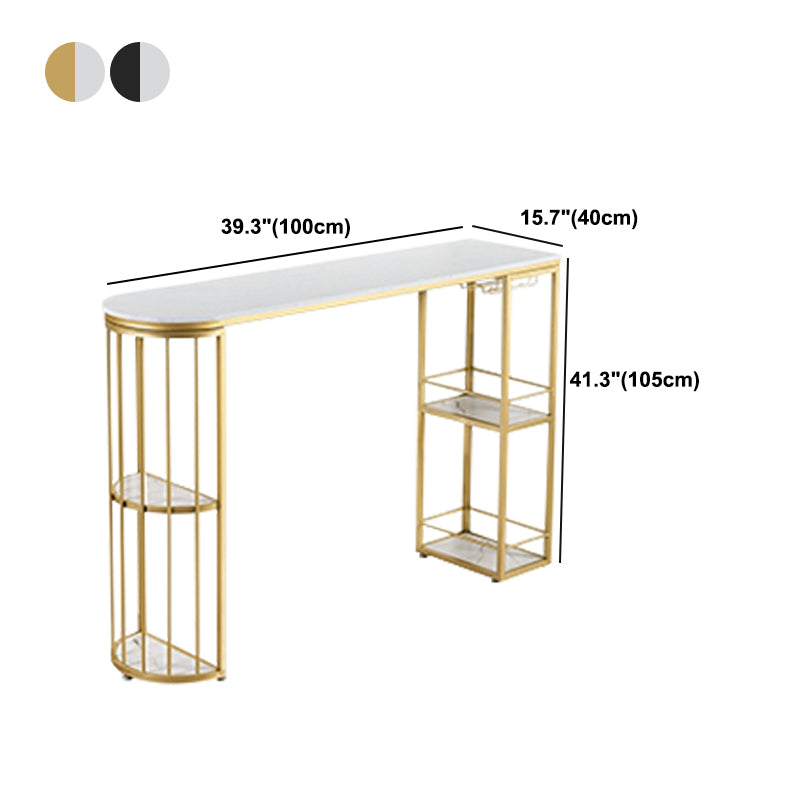 Glam Marble Counter Table with Specialty Top Double Pedestal Table - 42" H Clearhalo 'Bar Furniture' 'Bar Tables' 'bar_tables' 'furn' 'furn_bar_tables' 'Furniture' 'furniture_bar_tables' 'Kitchen & Dining Furniture' 4575096
