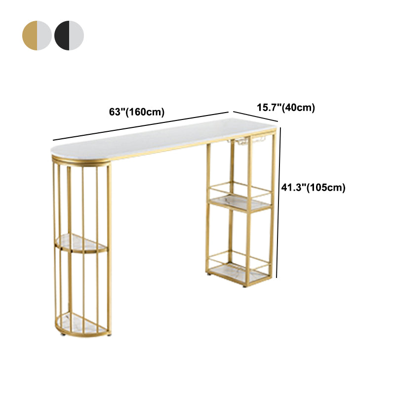 Glam Marble Counter Table with Specialty Top Double Pedestal Table - 42" H Clearhalo 'Bar Furniture' 'Bar Tables' 'bar_tables' 'furn' 'furn_bar_tables' 'Furniture' 'furniture_bar_tables' 'Kitchen & Dining Furniture' 4575099