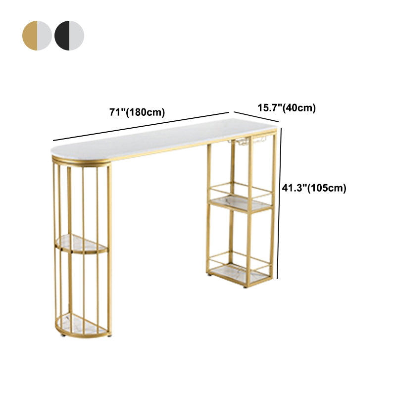 Glam Marble Counter Table with Specialty Top Double Pedestal Table - 42" H Clearhalo 'Bar Furniture' 'Bar Tables' 'bar_tables' 'furn' 'furn_bar_tables' 'Furniture' 'furniture_bar_tables' 'Kitchen & Dining Furniture' 4575100