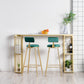 White Marble Hall Table with Specialty Top Glam Double Pedestal Table - 42" H 63"L x 15.7"W x 41.3"H White-Gold Without Chairs Clearhalo 'Bar Furniture' 'Bar Tables' 'bar_tables' 'furn' 'furn_bar_tables' 'Furniture' 'furniture_bar_tables' 'Kitchen & Dining Furniture' 4575104