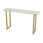Glam Marble Counter Table with Rectangle Table Top Gold Sled Table - 41.3" H White-Gold Without Chairs Clearhalo 'Bar Furniture' 'Bar Tables' 'bar_tables' 'furn' 'furn_bar_tables' 'Furniture' 'furniture_bar_tables' 'Kitchen & Dining Furniture' 4575136
