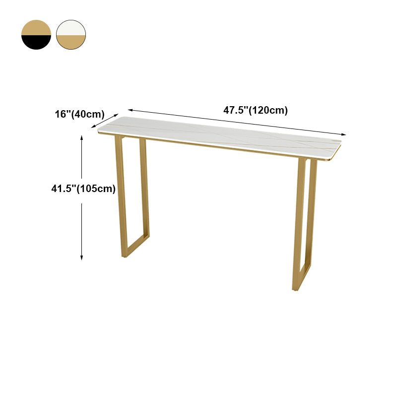 Glam Marble Counter Table with Rectangle Table Top Gold Sled Table - 41.3" H Clearhalo 'Bar Furniture' 'Bar Tables' 'bar_tables' 'furn' 'furn_bar_tables' 'Furniture' 'furniture_bar_tables' 'Kitchen & Dining Furniture' 4575143