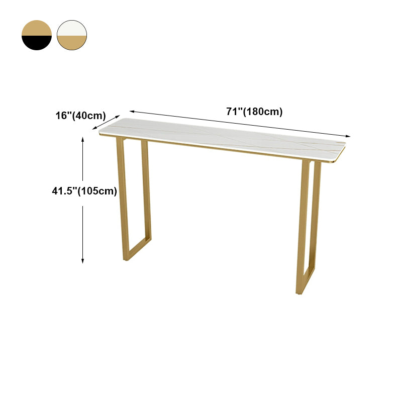 Glam Marble Counter Table with Rectangle Table Top Gold Sled Table - 41.3" H Clearhalo 'Bar Furniture' 'Bar Tables' 'bar_tables' 'furn' 'furn_bar_tables' 'Furniture' 'furniture_bar_tables' 'Kitchen & Dining Furniture' 4575146