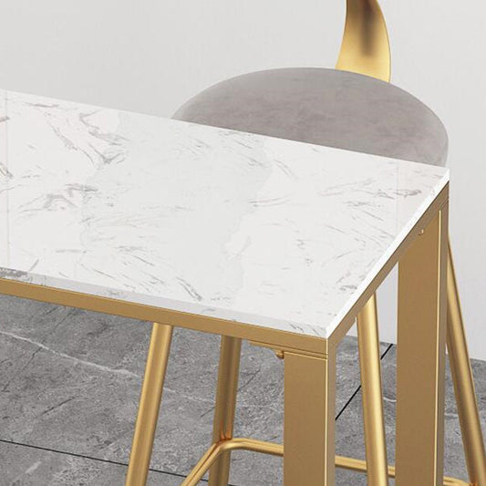 Glam Counter Table Marble Rectangle Top Trestle Table - 41.3" H Clearhalo 'Bar Furniture' 'Bar Tables' 'bar_tables' 'furn' 'furn_bar_tables' 'Furniture' 'furniture_bar_tables' 'Kitchen & Dining Furniture' 4575158