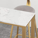 Glam Counter Table Marble Rectangle Top Trestle Table - 41.3" H Clearhalo 'Bar Furniture' 'Bar Tables' 'bar_tables' 'furn' 'furn_bar_tables' 'Furniture' 'furniture_bar_tables' 'Kitchen & Dining Furniture' 4575158