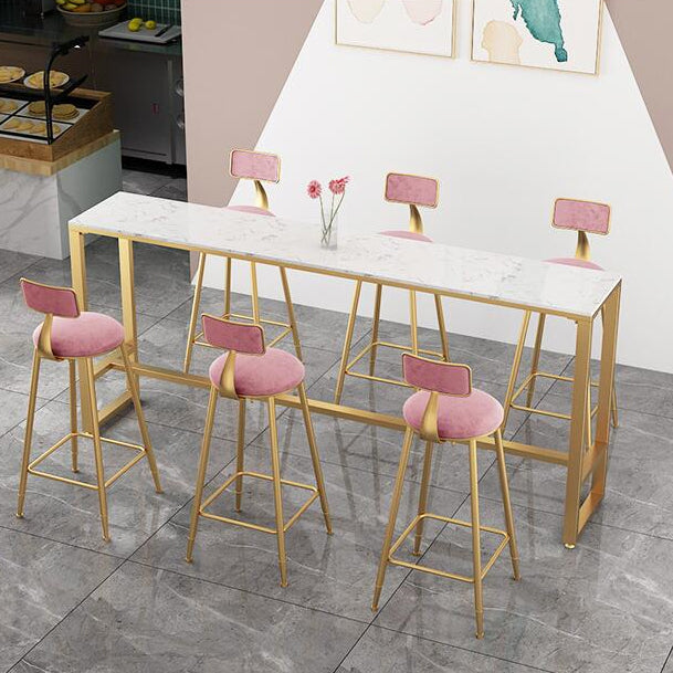 Glam Counter Table Marble Rectangle Top Trestle Table - 41.3" H Clearhalo 'Bar Furniture' 'Bar Tables' 'bar_tables' 'furn' 'furn_bar_tables' 'Furniture' 'furniture_bar_tables' 'Kitchen & Dining Furniture' 4575159