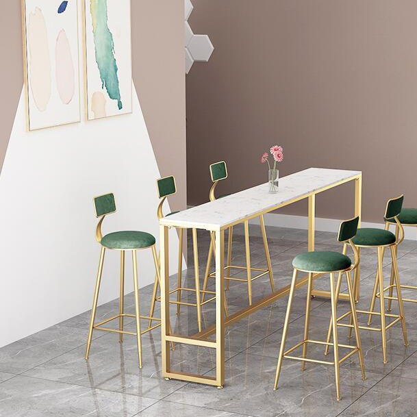 Glam Counter Table Marble Rectangle Top Trestle Table - 41.3" H Clearhalo 'Bar Furniture' 'Bar Tables' 'bar_tables' 'furn' 'furn_bar_tables' 'Furniture' 'furniture_bar_tables' 'Kitchen & Dining Furniture' 4575160