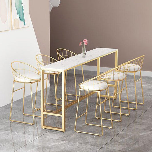 Glam Counter Table Marble Rectangle Top Trestle Table - 41.3" H Clearhalo 'Bar Furniture' 'Bar Tables' 'bar_tables' 'furn' 'furn_bar_tables' 'Furniture' 'furniture_bar_tables' 'Kitchen & Dining Furniture' 4575161