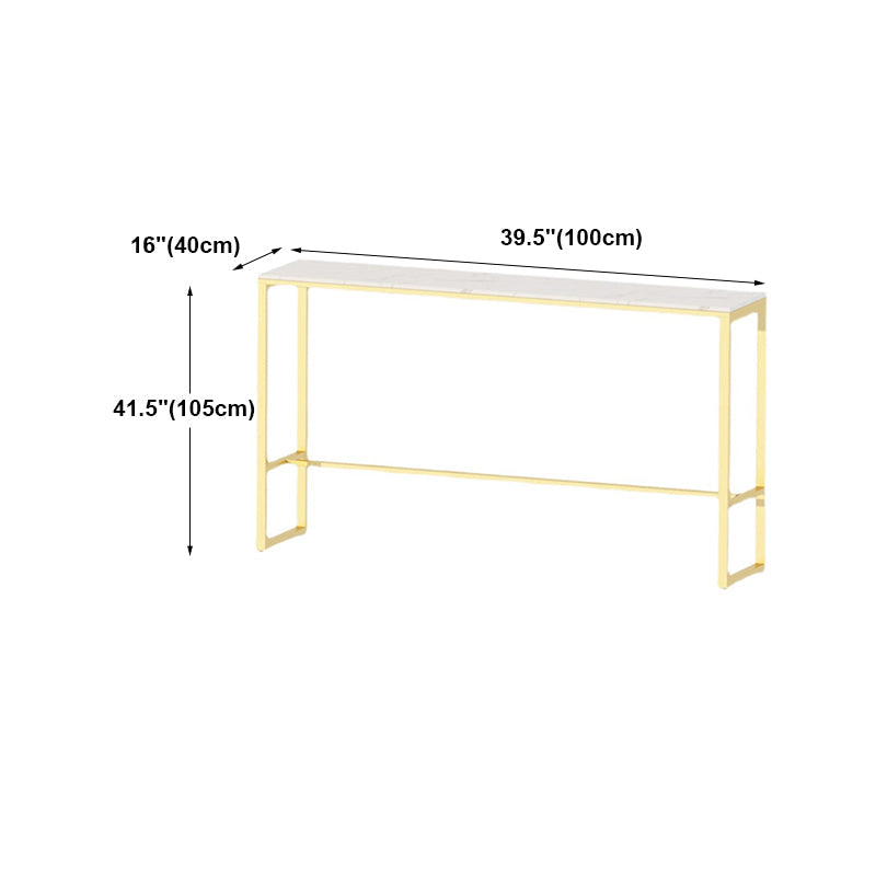 Glam Counter Table Marble Rectangle Top Trestle Table - 41.3" H Clearhalo 'Bar Furniture' 'Bar Tables' 'bar_tables' 'furn' 'furn_bar_tables' 'Furniture' 'furniture_bar_tables' 'Kitchen & Dining Furniture' 4575162