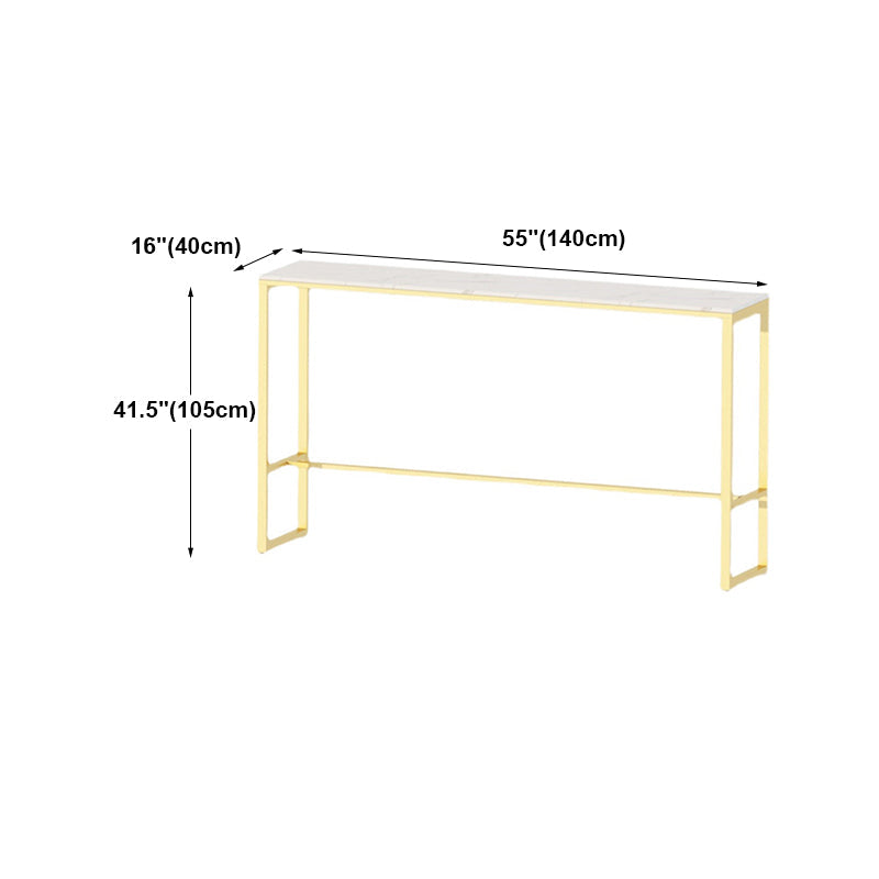 Glam Counter Table Marble Rectangle Top Trestle Table - 41.3" H Clearhalo 'Bar Furniture' 'Bar Tables' 'bar_tables' 'furn' 'furn_bar_tables' 'Furniture' 'furniture_bar_tables' 'Kitchen & Dining Furniture' 4575164