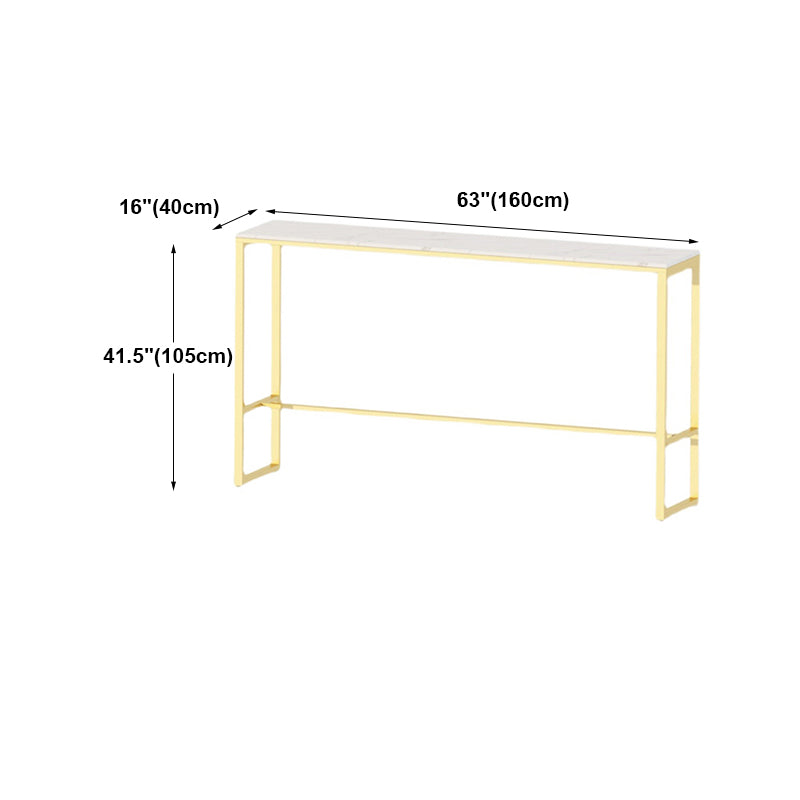 Glam Counter Table Marble Rectangle Top Trestle Table - 41.3" H Clearhalo 'Bar Furniture' 'Bar Tables' 'bar_tables' 'furn' 'furn_bar_tables' 'Furniture' 'furniture_bar_tables' 'Kitchen & Dining Furniture' 4575165