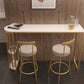 Glam Style White Bar Table in Iron Top and Faux Marble Milk Tea Shop Bar Table 55.1"L x 15.7"W x 41.3"H Without Chairs Clearhalo 'Bar Furniture' 'Bar Tables' 'bar_tables' 'furn' 'furn_bar_tables' 'Furniture' 'furniture_bar_tables' 'Kitchen & Dining Furniture' 4575170