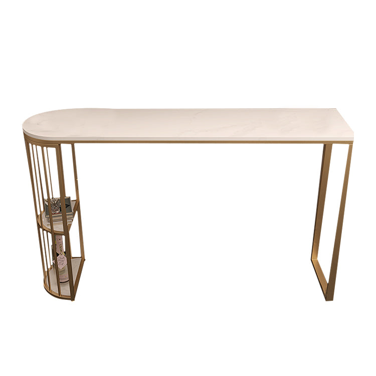 Glam Style White Bar Table in Iron Top and Faux Marble Milk Tea Shop Bar Table Without Chairs Clearhalo 'Bar Furniture' 'Bar Tables' 'bar_tables' 'furn' 'furn_bar_tables' 'Furniture' 'furniture_bar_tables' 'Kitchen & Dining Furniture' 4575172