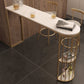 Glam Style White Bar Table in Iron Top and Faux Marble Milk Tea Shop Bar Table Clearhalo 'Bar Furniture' 'Bar Tables' 'bar_tables' 'furn' 'furn_bar_tables' 'Furniture' 'furniture_bar_tables' 'Kitchen & Dining Furniture' 4575173