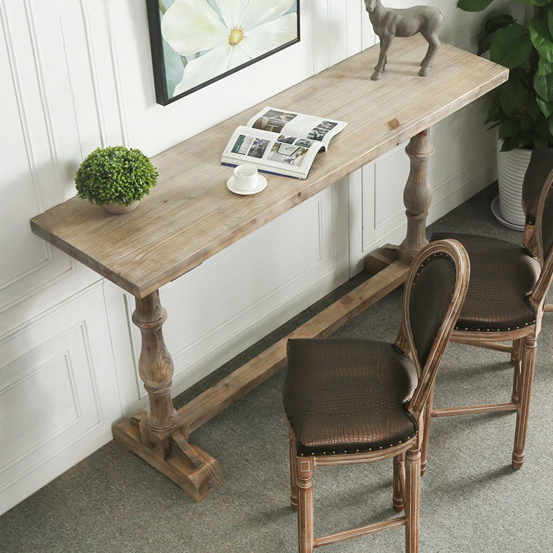 Light Brown Industrial Style Bar Table Solid Wood Milk Tea Shop Casual Bar Table 70.9"L x 19.7"W x 41.3"H Without Chairs Clearhalo 'Bar Furniture' 'Bar Tables' 'bar_tables' 'furn' 'furn_bar_tables' 'Furniture' 'furniture_bar_tables' 'Kitchen & Dining Furniture' 4575185