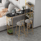 Glam Style Table in Iron Top and Faux Marble with Shelf Milk Tea Shop Bar Table 63"L x 15.7"W x 41.3"H Black Without Chairs Clearhalo 'Bar Furniture' 'Bar Tables' 'bar_tables' 'furn' 'furn_bar_tables' 'Furniture' 'furniture_bar_tables' 'Kitchen & Dining Furniture' 4575230