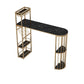 Glam Style Table in Iron Top and Faux Marble with Shelf Milk Tea Shop Bar Table 47.2"L x 15.7"W x 41.3"H Black Without Chairs Clearhalo 'Bar Furniture' 'Bar Tables' 'bar_tables' 'furn' 'furn_bar_tables' 'Furniture' 'furniture_bar_tables' 'Kitchen & Dining Furniture' 4575231