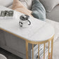 Glam Style Table in Iron Top and Faux Marble with Shelf Milk Tea Shop Bar Table Clearhalo 'Bar Furniture' 'Bar Tables' 'bar_tables' 'furn' 'furn_bar_tables' 'Furniture' 'furniture_bar_tables' 'Kitchen & Dining Furniture' 4575233