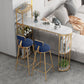 Glam Style Table in Iron Top and Faux Marble with Shelf Milk Tea Shop Bar Table Clearhalo 'Bar Furniture' 'Bar Tables' 'bar_tables' 'furn' 'furn_bar_tables' 'Furniture' 'furniture_bar_tables' 'Kitchen & Dining Furniture' 4575236