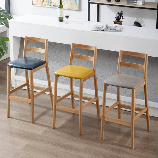 Modern Armless Backrest Counter Stool Wood Cafe Bar Stool with Cushion Clearhalo 'Bar Furniture' 'Bar Stools' 'bar_stools' 'furn' 'furn_bar_stools' 'furniture_bar_stools' 'Kitchen & Dining Furniture' 'kitchen&dining_furn' 'kitchen' 'kitchen_furn' Furniture' 4575254
