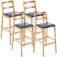 Modern Armless Backrest Counter Stool Wood Cafe Bar Stool with Cushion Dark Blue 4 Piece Set Clearhalo 'Bar Furniture' 'Bar Stools' 'bar_stools' 'furn' 'furn_bar_stools' 'furniture_bar_stools' 'Kitchen & Dining Furniture' 'kitchen&dining_furn' 'kitchen' 'kitchen_furn' Furniture' 4575269