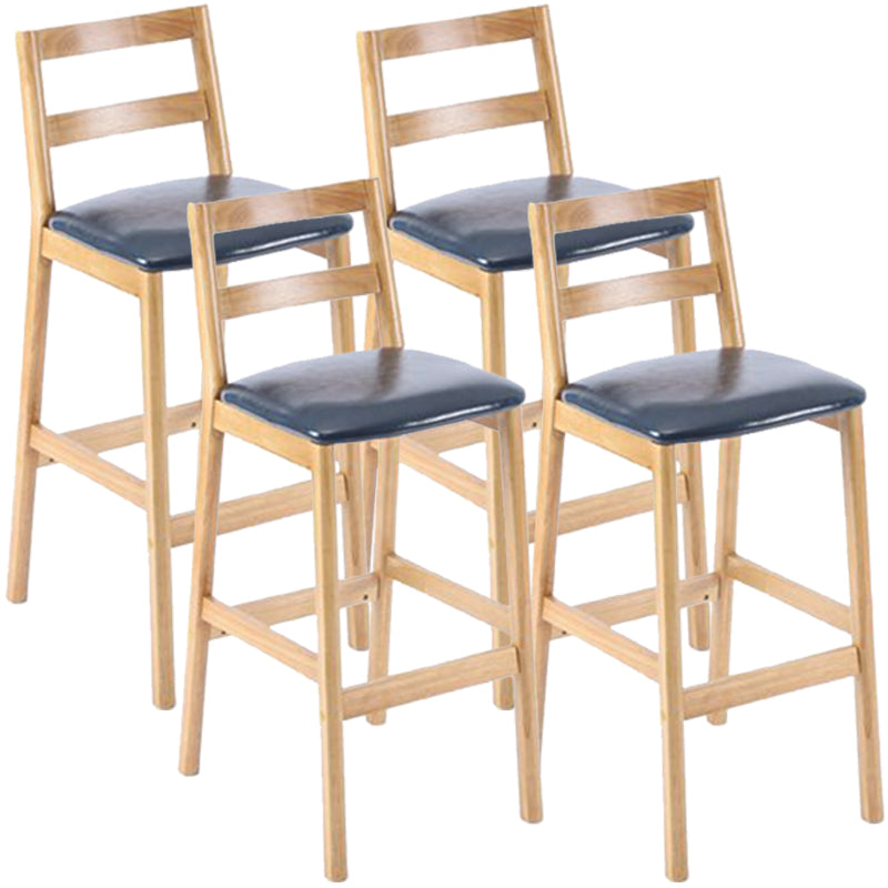Modern Armless Backrest Counter Stool Wood Cafe Bar Stool with Cushion Dark Blue 4 Piece Set Clearhalo 'Bar Furniture' 'Bar Stools' 'bar_stools' 'furn' 'furn_bar_stools' 'furniture_bar_stools' 'Kitchen & Dining Furniture' 'kitchen&dining_furn' 'kitchen' 'kitchen_furn' Furniture' 4575269