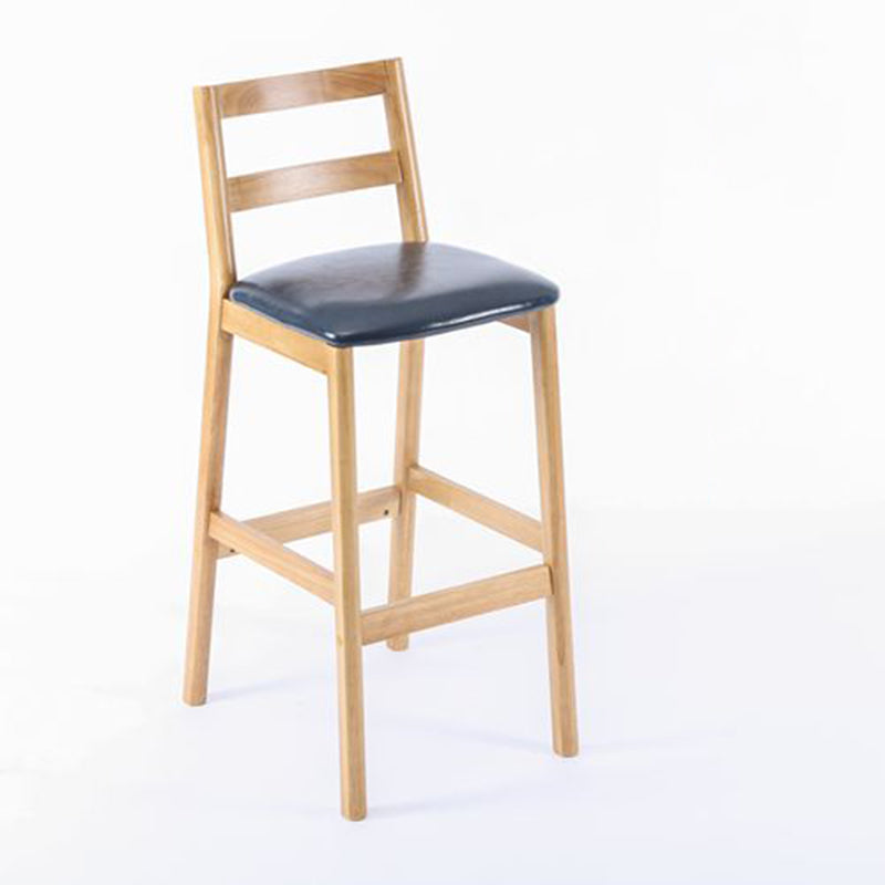 Modern Armless Backrest Counter Stool Wood Cafe Bar Stool with Cushion Dark Blue 1 Piece Clearhalo 'Bar Furniture' 'Bar Stools' 'bar_stools' 'furn' 'furn_bar_stools' 'furniture_bar_stools' 'Kitchen & Dining Furniture' 'kitchen&dining_furn' 'kitchen' 'kitchen_furn' Furniture' 4575270