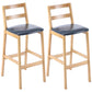 Modern Armless Backrest Counter Stool Wood Cafe Bar Stool with Cushion Dark Blue 2 Piece Set Clearhalo 'Bar Furniture' 'Bar Stools' 'bar_stools' 'furn' 'furn_bar_stools' 'furniture_bar_stools' 'Kitchen & Dining Furniture' 'kitchen&dining_furn' 'kitchen' 'kitchen_furn' Furniture' 4575271