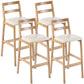 Modern Armless Backrest Counter Stool Wood Cafe Bar Stool with Cushion Off-White 4 Piece Set Clearhalo 'Bar Furniture' 'Bar Stools' 'bar_stools' 'furn' 'furn_bar_stools' 'furniture_bar_stools' 'Kitchen & Dining Furniture' 'kitchen&dining_furn' 'kitchen' 'kitchen_furn' Furniture' 4575272