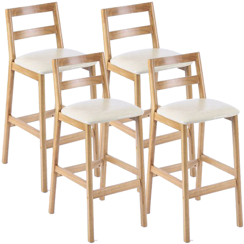 Modern Armless Backrest Counter Stool Wood Cafe Bar Stool with Cushion Off-White 4 Piece Set Clearhalo 'Bar Furniture' 'Bar Stools' 'bar_stools' 'furn' 'furn_bar_stools' 'furniture_bar_stools' 'Kitchen & Dining Furniture' 'kitchen&dining_furn' 'kitchen' 'kitchen_furn' Furniture' 4575272