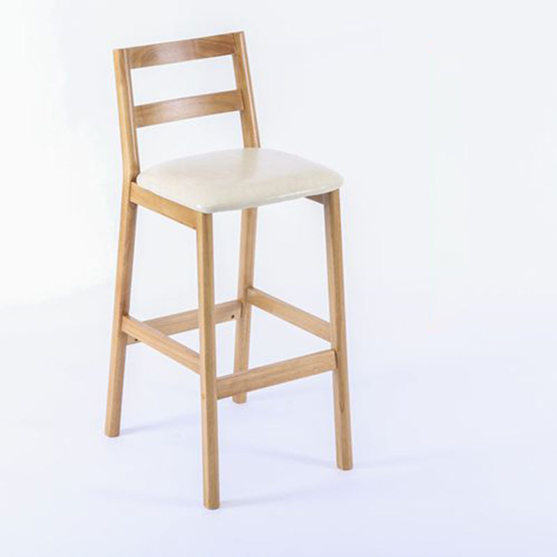 Modern Armless Backrest Counter Stool Wood Cafe Bar Stool with Cushion Off-White 1 Piece Clearhalo 'Bar Furniture' 'Bar Stools' 'bar_stools' 'furn' 'furn_bar_stools' 'furniture_bar_stools' 'Kitchen & Dining Furniture' 'kitchen&dining_furn' 'kitchen' 'kitchen_furn' Furniture' 4575273