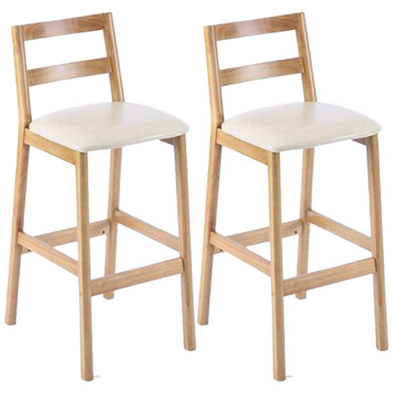 Modern Armless Backrest Counter Stool Wood Cafe Bar Stool with Cushion Off-White 2 Piece Set Clearhalo 'Bar Furniture' 'Bar Stools' 'bar_stools' 'furn' 'furn_bar_stools' 'furniture_bar_stools' 'Kitchen & Dining Furniture' 'kitchen&dining_furn' 'kitchen' 'kitchen_furn' Furniture' 4575274