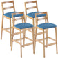 Modern Armless Backrest Counter Stool Wood Cafe Bar Stool with Cushion Blue 4 Piece Set Clearhalo 'Bar Furniture' 'Bar Stools' 'bar_stools' 'furn' 'furn_bar_stools' 'furniture_bar_stools' 'Kitchen & Dining Furniture' 'kitchen&dining_furn' 'kitchen' 'kitchen_furn' Furniture' 4575275