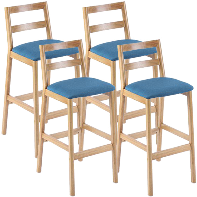 Modern Armless Backrest Counter Stool Wood Cafe Bar Stool with Cushion Blue 4 Piece Set Clearhalo 'Bar Furniture' 'Bar Stools' 'bar_stools' 'furn' 'furn_bar_stools' 'furniture_bar_stools' 'Kitchen & Dining Furniture' 'kitchen&dining_furn' 'kitchen' 'kitchen_furn' Furniture' 4575275