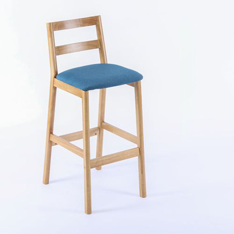 Modern Armless Backrest Counter Stool Wood Cafe Bar Stool with Cushion Blue 1 Piece Clearhalo 'Bar Furniture' 'Bar Stools' 'bar_stools' 'furn' 'furn_bar_stools' 'furniture_bar_stools' 'Kitchen & Dining Furniture' 'kitchen&dining_furn' 'kitchen' 'kitchen_furn' Furniture' 4575276