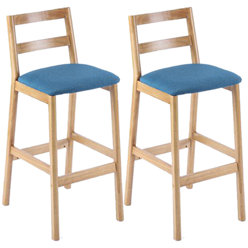 Modern Armless Backrest Counter Stool Wood Cafe Bar Stool with Cushion Blue 2 Piece Set Clearhalo 'Bar Furniture' 'Bar Stools' 'bar_stools' 'furn' 'furn_bar_stools' 'furniture_bar_stools' 'Kitchen & Dining Furniture' 'kitchen&dining_furn' 'kitchen' 'kitchen_furn' Furniture' 4575277