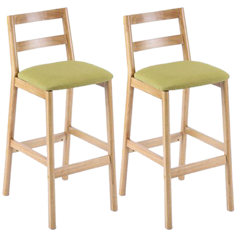 Modern Armless Backrest Counter Stool Wood Cafe Bar Stool with Cushion Green 2 Piece Set Clearhalo 'Bar Furniture' 'Bar Stools' 'bar_stools' 'furn' 'furn_bar_stools' 'furniture_bar_stools' 'Kitchen & Dining Furniture' 'kitchen&dining_furn' 'kitchen' 'kitchen_furn' Furniture' 4575280