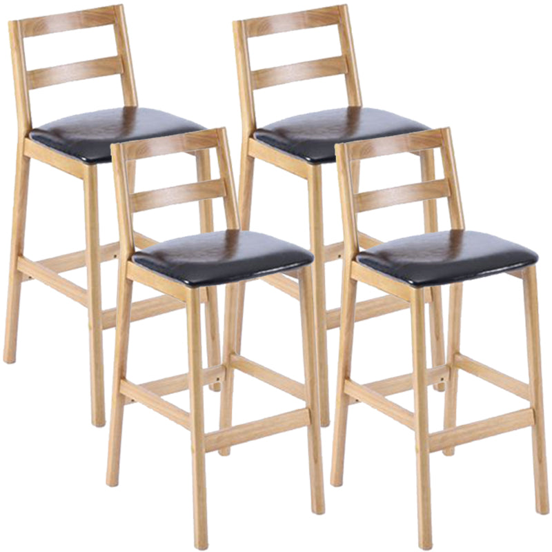 Modern Armless Backrest Counter Stool Wood Cafe Bar Stool with Cushion Black 4 Piece Set Clearhalo 'Bar Furniture' 'Bar Stools' 'bar_stools' 'furn' 'furn_bar_stools' 'furniture_bar_stools' 'Kitchen & Dining Furniture' 'kitchen&dining_furn' 'kitchen' 'kitchen_furn' Furniture' 4575281