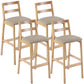 Modern Armless Backrest Counter Stool Wood Cafe Bar Stool with Cushion Khaki 4 Piece Set Clearhalo 'Bar Furniture' 'Bar Stools' 'bar_stools' 'furn' 'furn_bar_stools' 'furniture_bar_stools' 'Kitchen & Dining Furniture' 'kitchen&dining_furn' 'kitchen' 'kitchen_furn' Furniture' 4575284