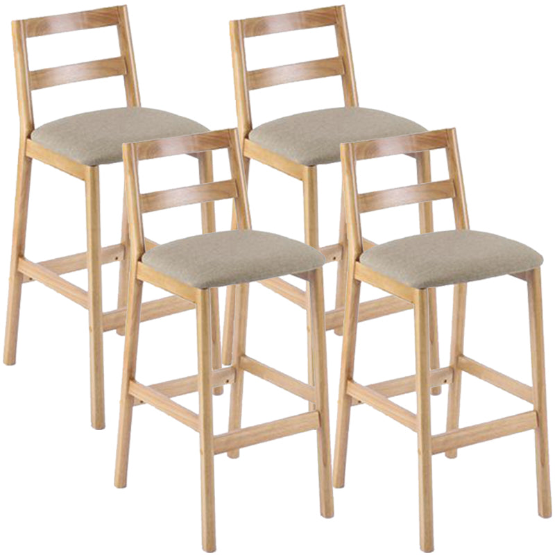 Modern Armless Backrest Counter Stool Wood Cafe Bar Stool with Cushion Khaki 4 Piece Set Clearhalo 'Bar Furniture' 'Bar Stools' 'bar_stools' 'furn' 'furn_bar_stools' 'furniture_bar_stools' 'Kitchen & Dining Furniture' 'kitchen&dining_furn' 'kitchen' 'kitchen_furn' Furniture' 4575284